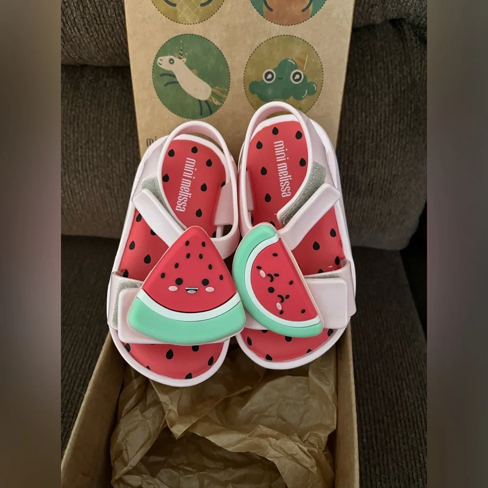 NWT MINI MELISSA Mini Jump Fruitland Watermelon Baby Sandals Size 7T - Picture 7 of 9